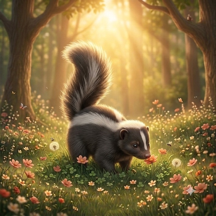A baby skunk, one of the creatures you can give a custom event